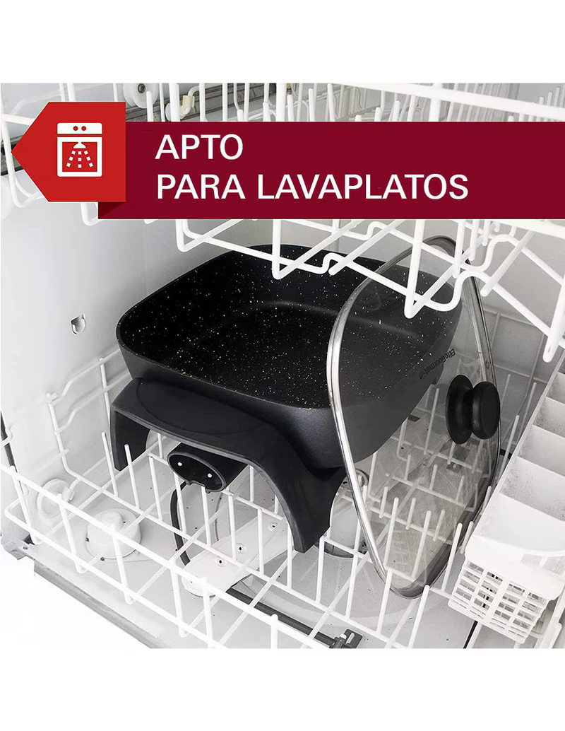 Sartén Eléctrico con Tapa Elite Cuisine Gourmet Acero Inoxidable