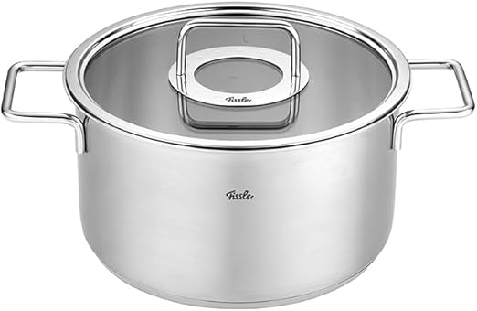 Fissler Pure Collection - Juego de utensilios de cocina de acero inoxidable de 9 piezas con tapas de metal