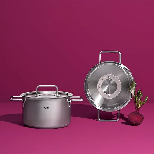 Fissler Pure Collection - Juego de utensilios de cocina de acero inoxidable de 9 piezas con tapas de metal