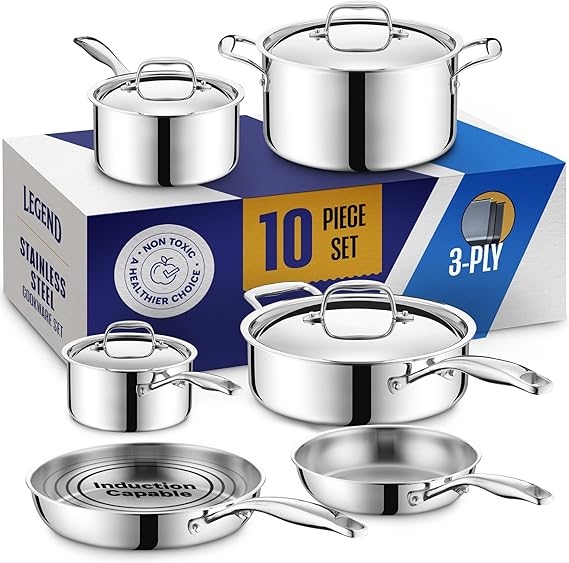 LEGEND COOKWARE - juego de 10 piezas,  sin PFOA, PTFE y PFOS