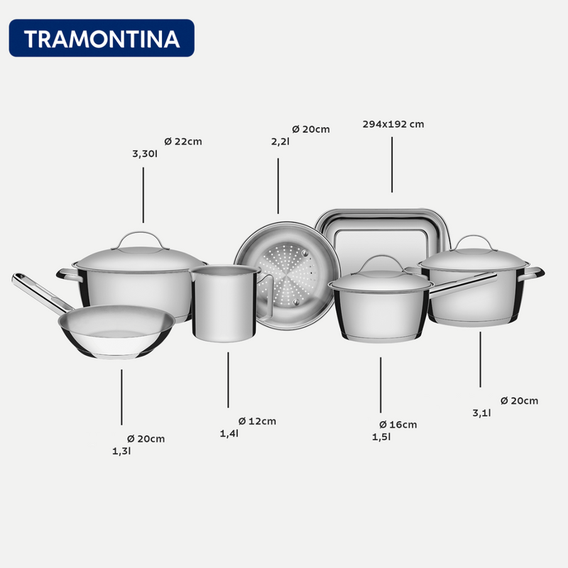 Kit tramontina  7 ollas de acero inoxidable