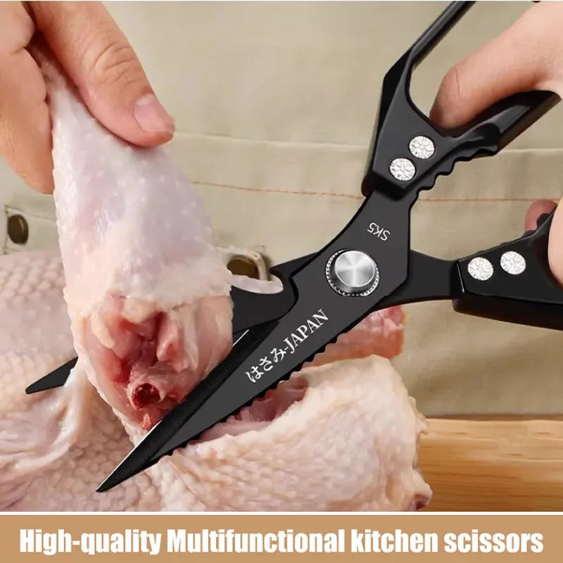 Tijeras de cocina multifuncionales de alta calidad, tijeras para huesos de pollo, raspador de escamas de pescado, abridor de botellas, clip para nueces, cuchillo de cocina.