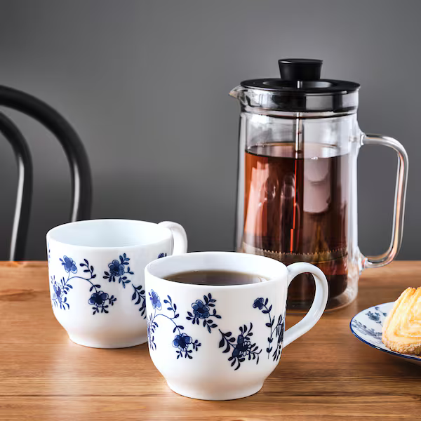 Taza gigante, con diseño/blanco azul, 17 oz