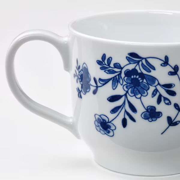 Taza gigante, con diseño/blanco azul, 17 oz