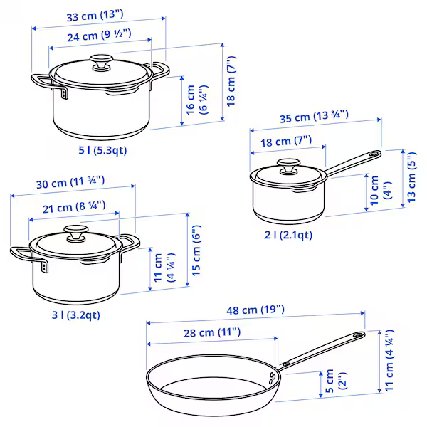 Batería de Cocina Finezza de 7 Piezas en Acero Inoxidable: